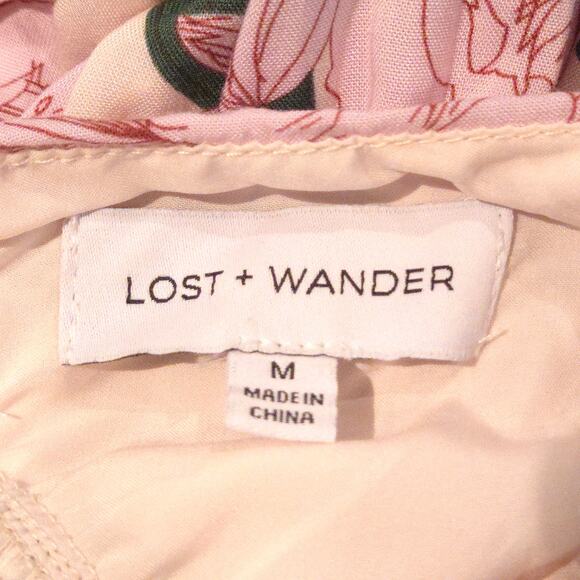 Lost + Wander Flowy Hawaiian Rose Pink Tiered Tie-Back Halter Maxi Dress, Sz Med - Picture 9 of 10